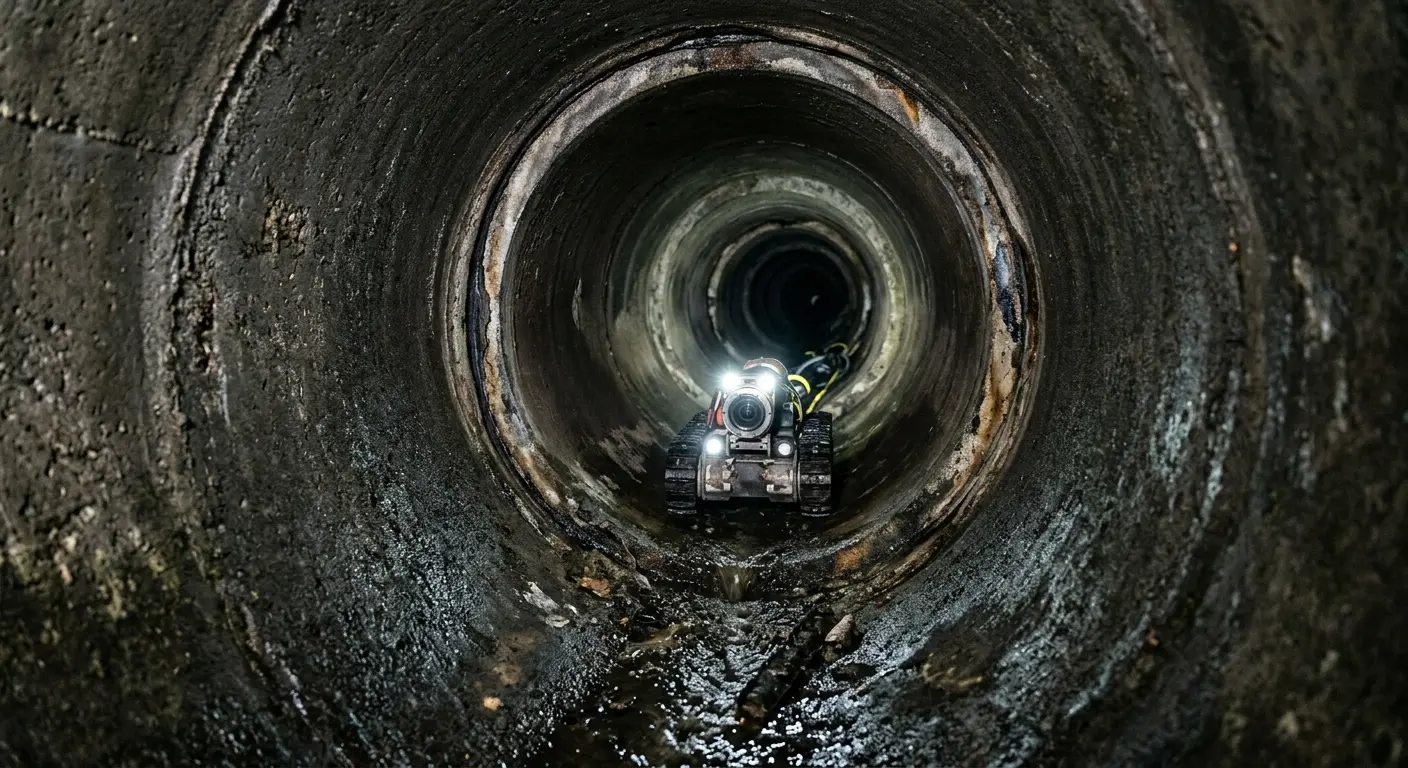 Robotic sewer camera inspecting pipe interior for Drain Snake Service in Bridgeton